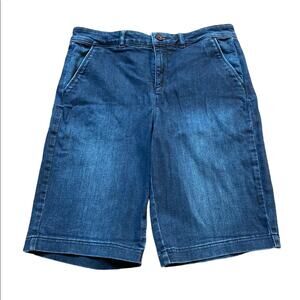 NYDJ Women's Size 4 Denim Flat Front Shorts with Lift and Tuck Technology.